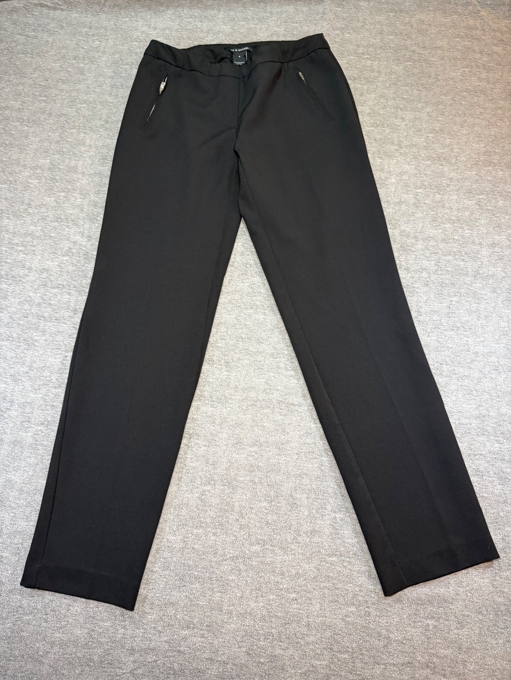 Zac & Rachel Womens Dress Pants Size 6 Black Stretch Straight Leg Faux Zip